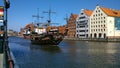 Galleon old historic ship in Gdansk on the MotÃâawa River Royalty Free Stock Photo